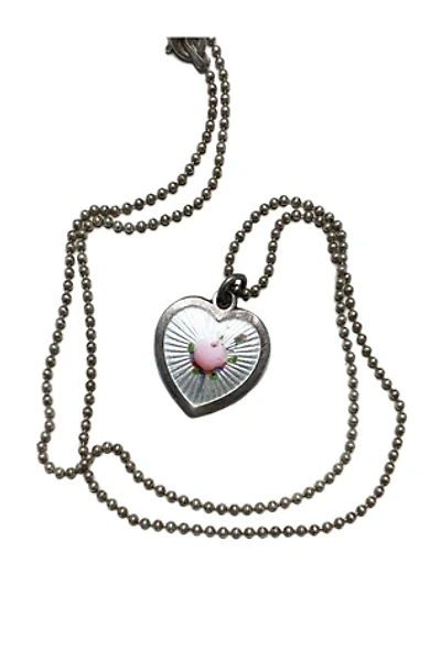 Antique French Sterling + Enamel Heart Necklace Selected by Lux Revival