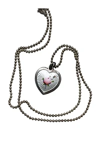Antique French Sterling + Enamel Heart Necklace Selected by Lux Revival