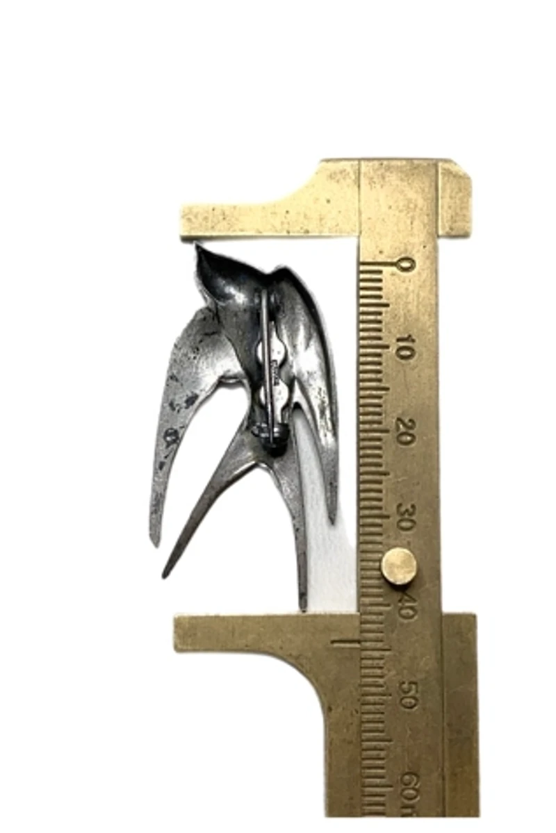 Antique Sterling Silver Repousse Swallow Brooch Selected by Lux Revival