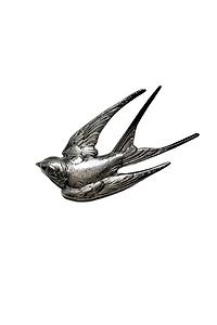Antique Sterling Silver Repousse Swallow Brooch Selected by Lux Revival