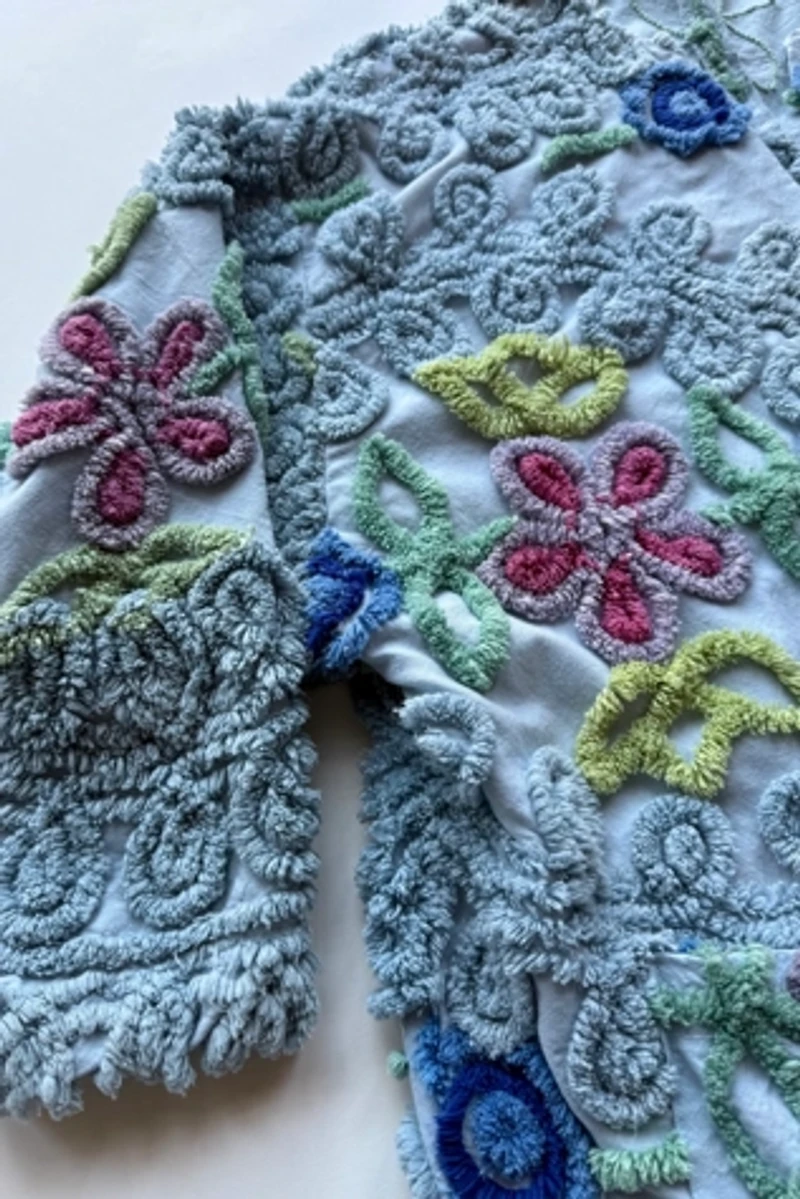 Chenille Open Front Coat Selected by Wax Plant