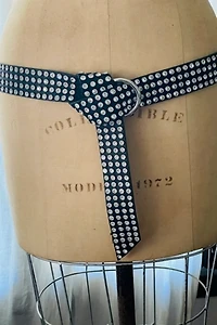 Crystal Studded Black Leather Belt Selected by FernMercantile