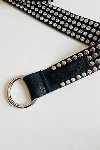 Crystal Studded Black Leather Belt Selected by FernMercantile