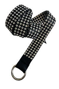 Crystal Studded Black Leather Belt Selected by FernMercantile