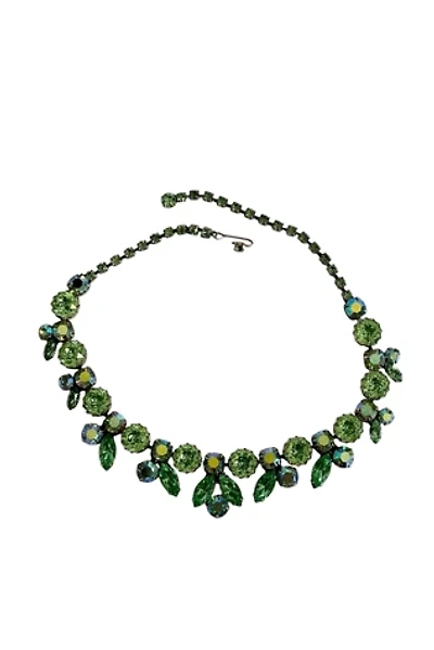 Vintage 1950's Regency Green Aurora Borealis Rhinestone Necklace Choker Selected by FernMercantile