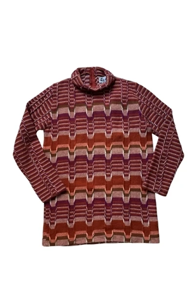 Vintage 1960's Mod Woven Stripe Brown Turtleneck Sweater Tunic Selected by FernMercantile