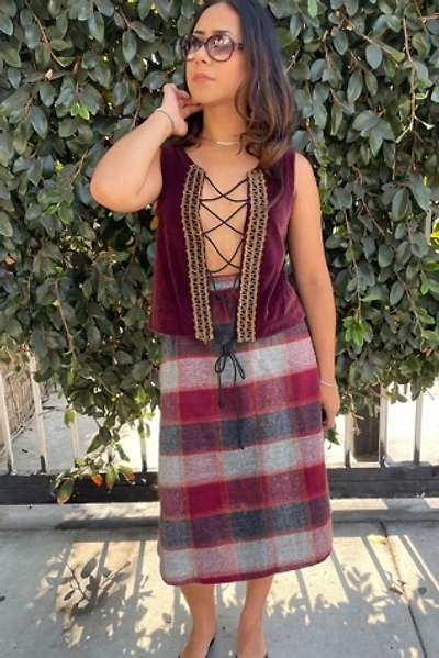 Vintage 1940s Corset Front Velvet Vest Selected by FernMercantile