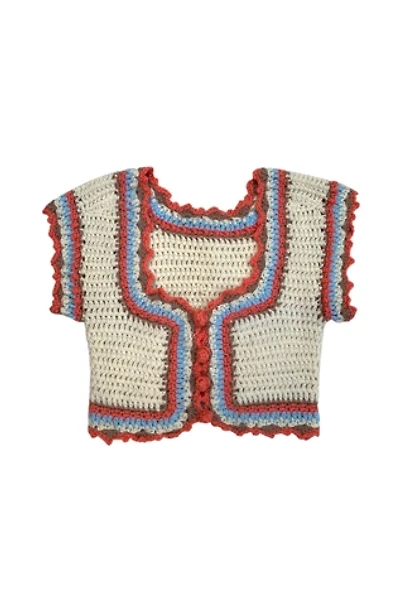 Vintage 1960s Handmade Crochet Sweater Top Selected by SharpLilTeeth