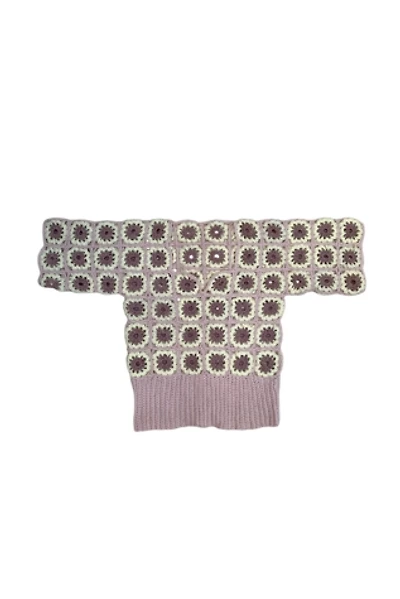 Vintage 1960s Hand Crochet Granny Square Top