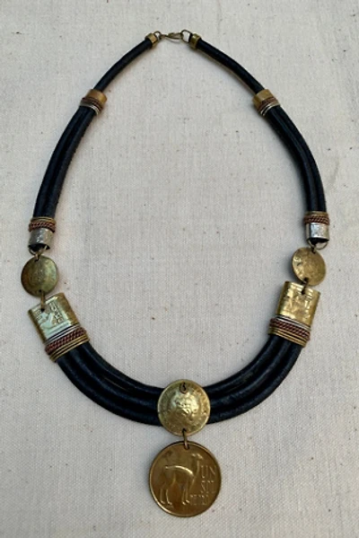 Vintage Leather Coin Pendant Necklace Selected by SharpLilTeeth