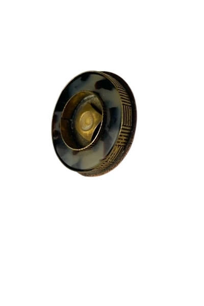 Vintage Round Brooch With Mixed Metal and Resin Selected By Ankh By Racquel