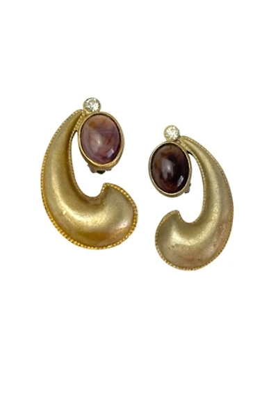 Matte Gold Abstract Vintage Earrings Selected By Ankh By Racquel