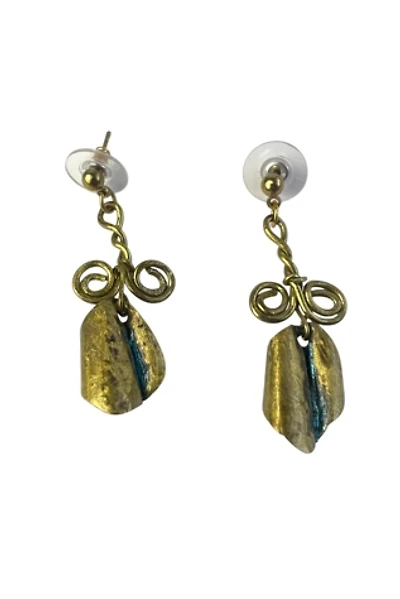Vintage Brass Dangle Earrings Selected By Ankh By Racquel
