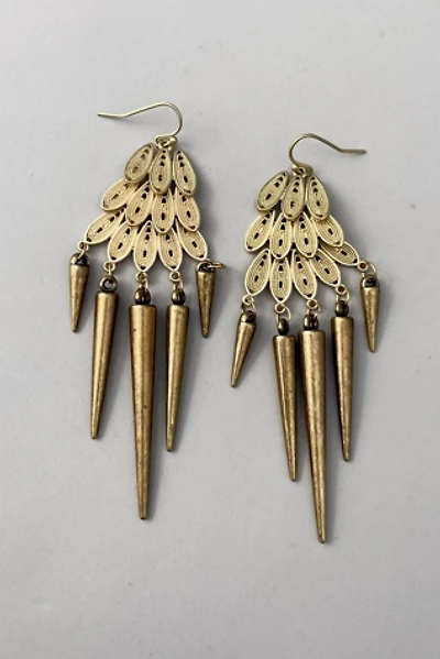 Vintage 70s Boho Brass Filigree Chandelier Earrings Selected by MARMALADE
