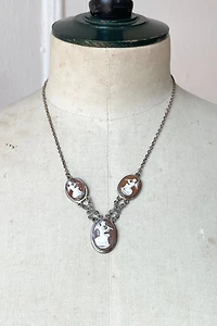 Antique Silver 3 Angels Shell Cameo Necklace Selected by MARMALADE