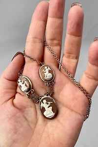 Antique Silver 3 Angels Shell Cameo Necklace Selected by MARMALADE