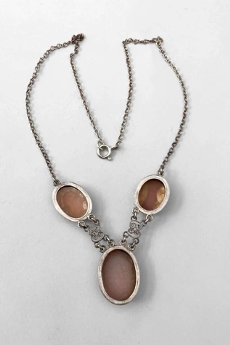 Antique Silver 3 Angels Shell Cameo Necklace Selected by MARMALADE