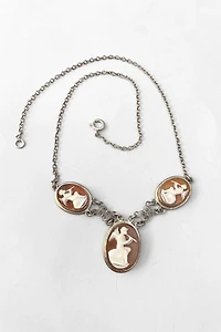 Antique Silver 3 Angels Shell Cameo Necklace Selected by MARMALADE