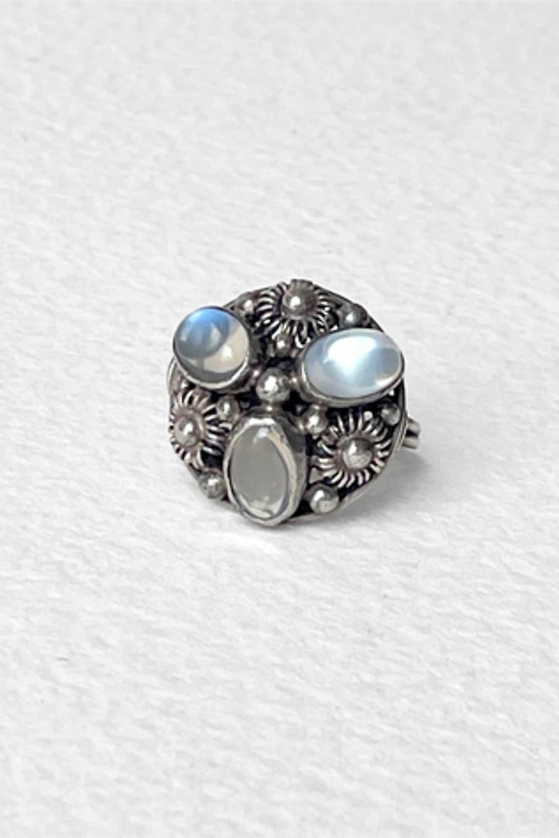 Antique Arts and Crafts Era Triple Moonstone Ring Selected by MARMALADE