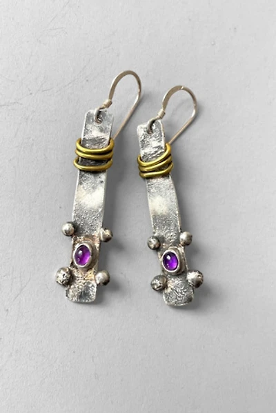 Vintage Sterling Amethyst Artisanal Modernist Earrings Selected by MARMALADE