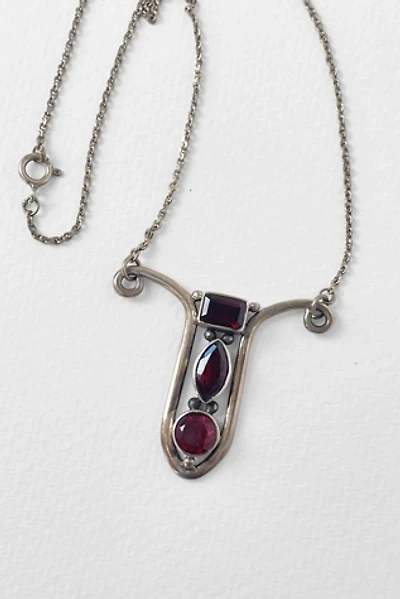 Vintage Art Nouveau Style Sterling Silver Garnet Pendant Necklace Selected by MARMALADE