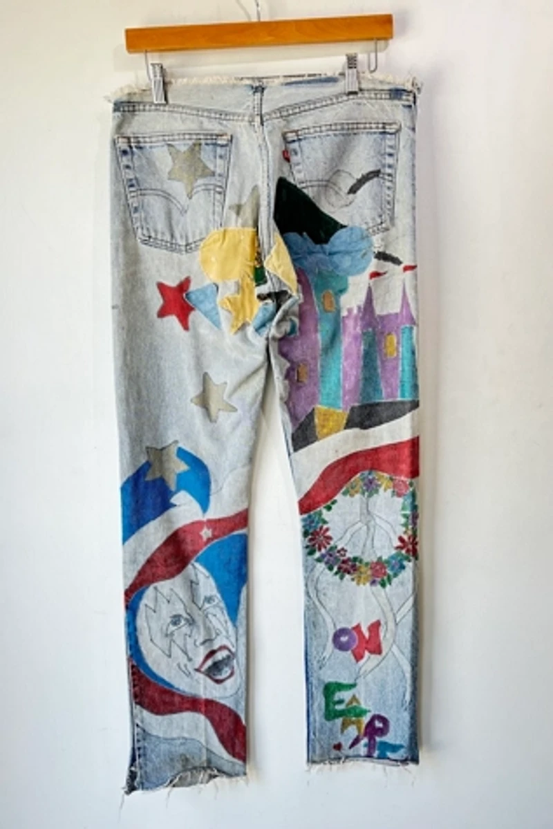 Hand Painted Star Harlequin Levi’s Jeans Selected by The Curatorial Dept.