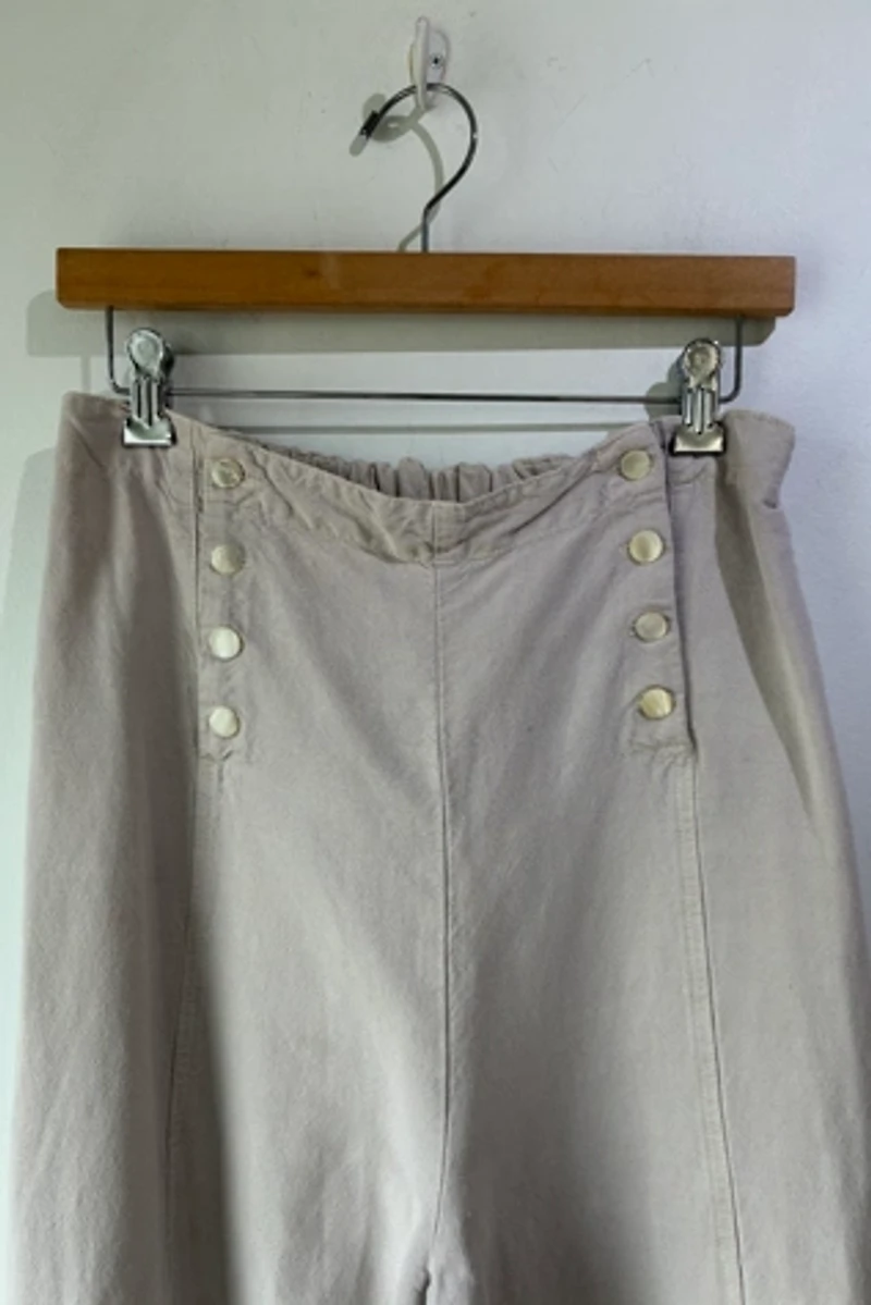 Krista Larson Grey Linen Barn Door Pants Selected by The Curatorial Dept.