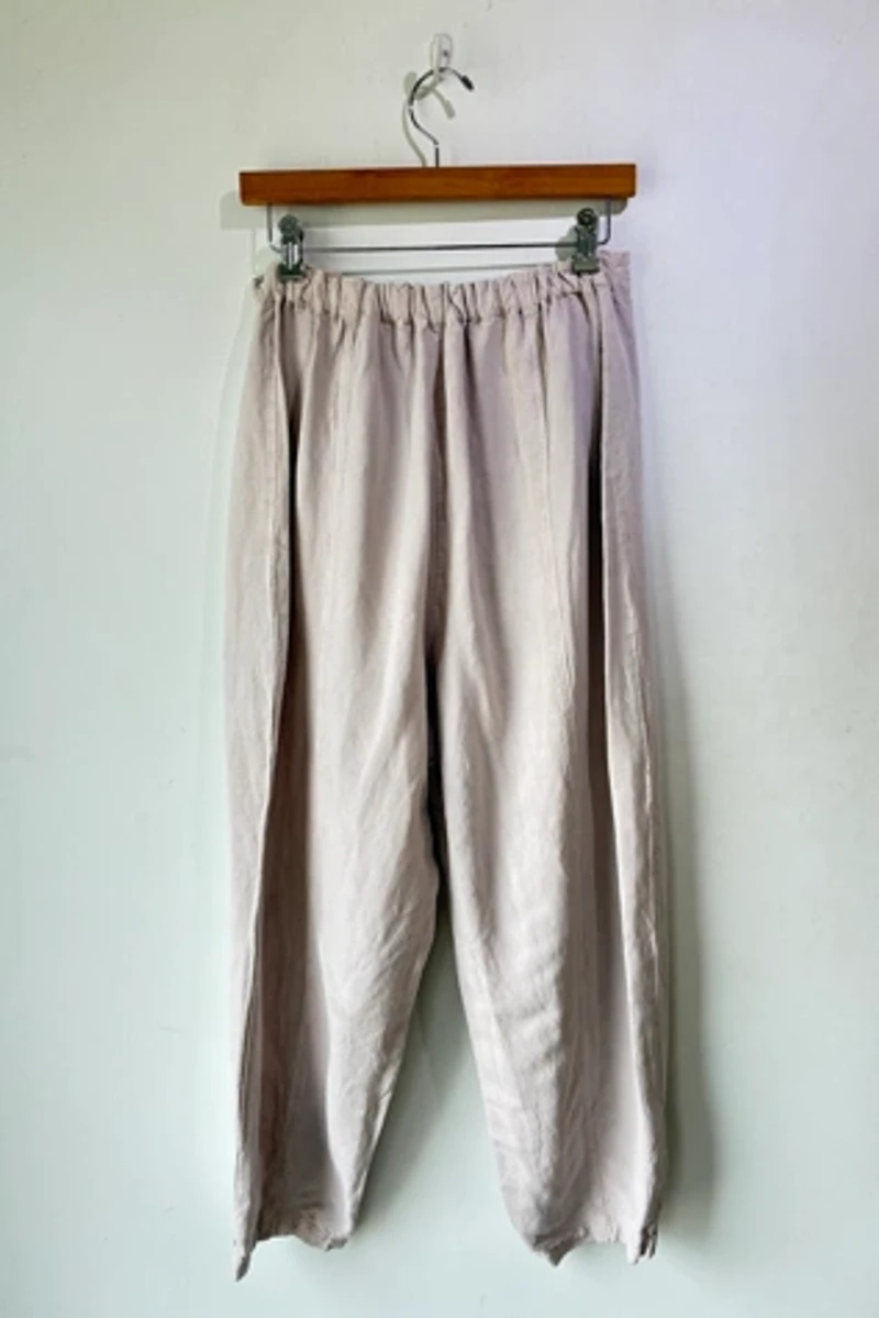 Krista Larson Grey Linen Barn Door Pants Selected by The Curatorial Dept.