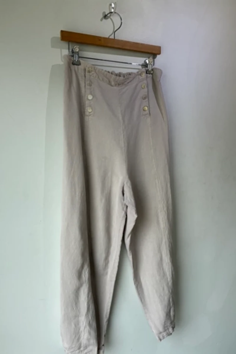 Krista Larson Grey Linen Barn Door Pants Selected by The Curatorial Dept.