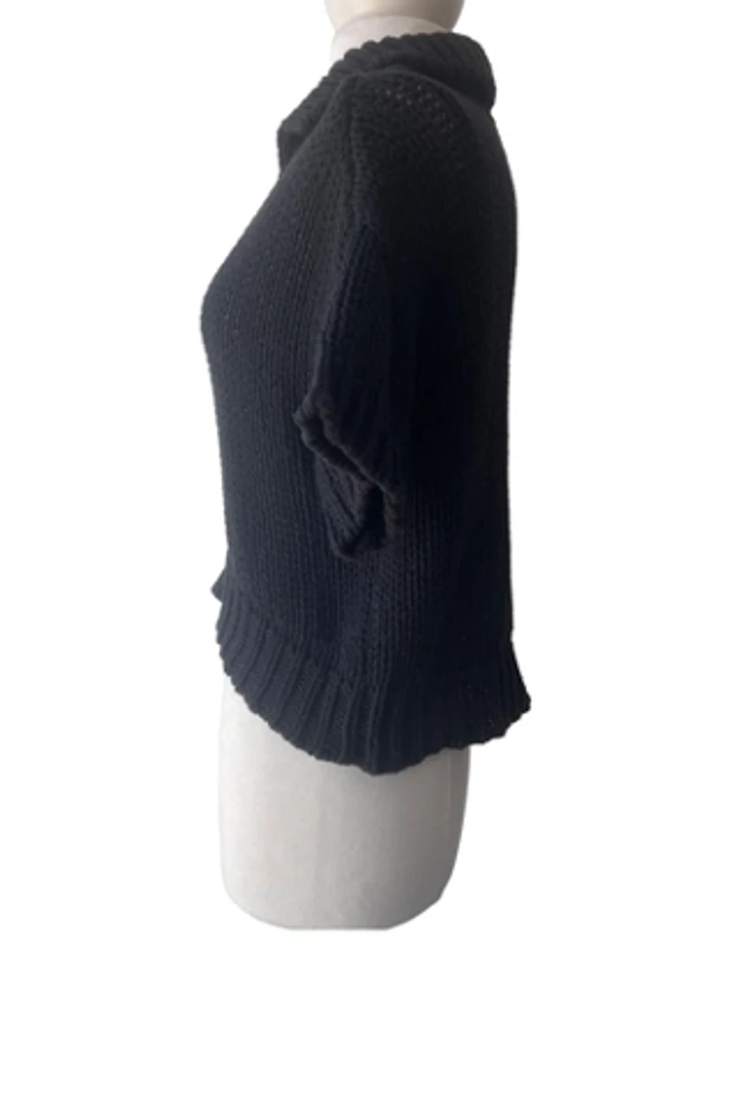 Cordera Black Chunky Knit Short Sleeve Sweater Selected by The Curatorial Dept.