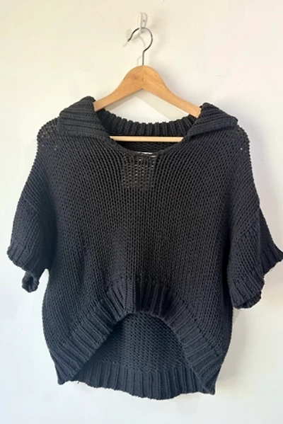 Cordera Black Chunky Knit Short Sleeve Sweater Selected by The Curatorial Dept.
