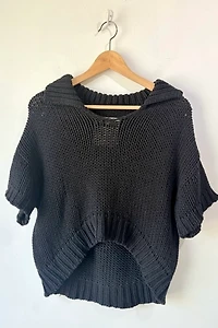 Cordera Black Chunky Knit Short Sleeve Sweater Selected by The Curatorial Dept.