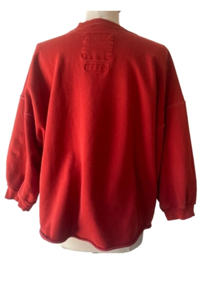 Rachel Comey Red Orange Distressed Sweatshirt Selected by The Curatorial Dept.