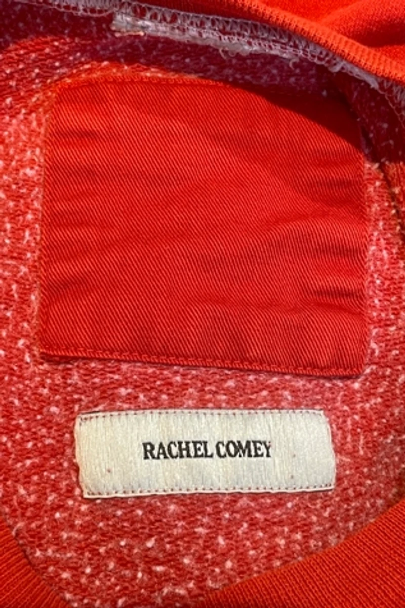 Rachel Comey Red Orange Distressed Sweatshirt Selected by The Curatorial Dept.
