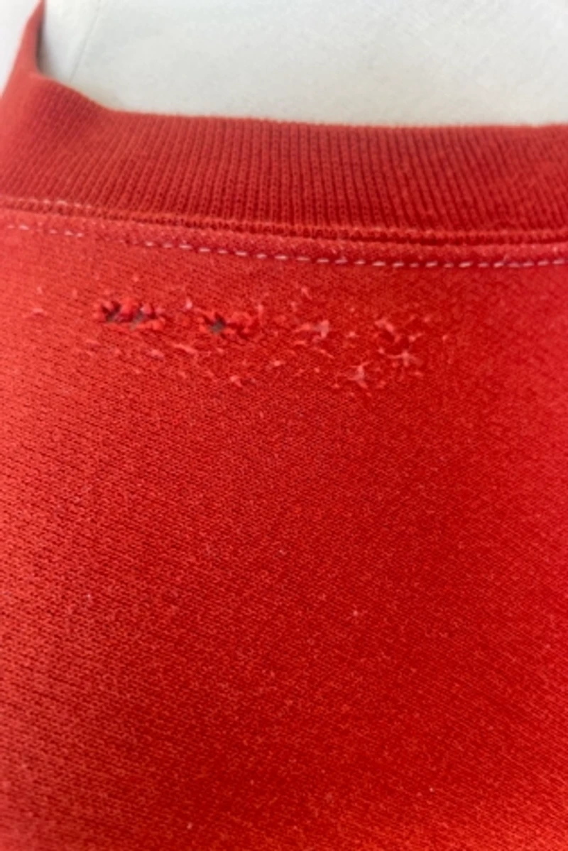 Rachel Comey Red Orange Distressed Sweatshirt Selected by The Curatorial Dept.