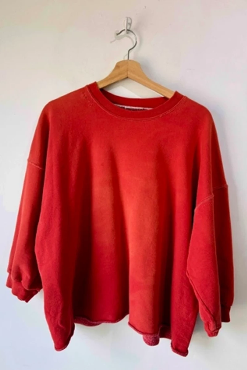 Rachel Comey Red Orange Distressed Sweatshirt Selected by The Curatorial Dept.