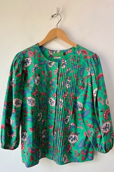 Clare V Green Multicolor Paisley Floral Top Selected by The Curatorial Dept.