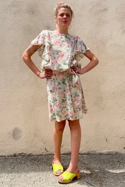 Vintage All that Jazz Pink Floral Drop Waist Dress Selected by The Curatorial Dept.
