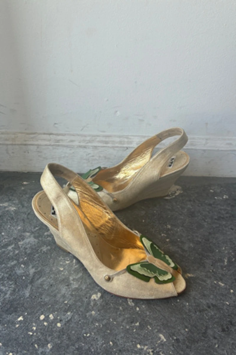 Ltd. Fornarina Butterfly Gold Wedges Size 37 Selected by The Curatorial Dept.