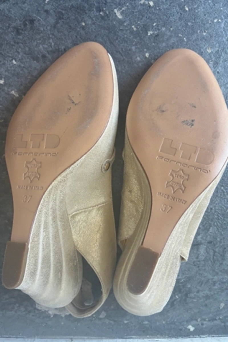 Ltd. Fornarina Butterfly Gold Wedges Size 37 Selected by The Curatorial Dept.