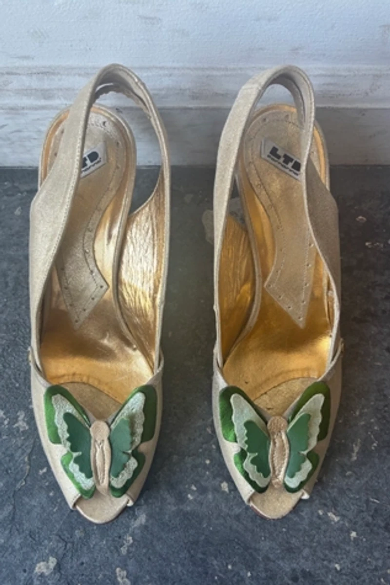Ltd. Fornarina Butterfly Gold Wedges Size 37 Selected by The Curatorial Dept.