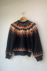 Doen Black Fair Isle Alpaca “Field” Sweater Selected by The Curatorial Dept.