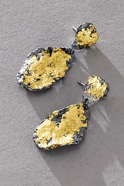 Emanuela Duca Sunshine Gold Leaf Pendant Earrings