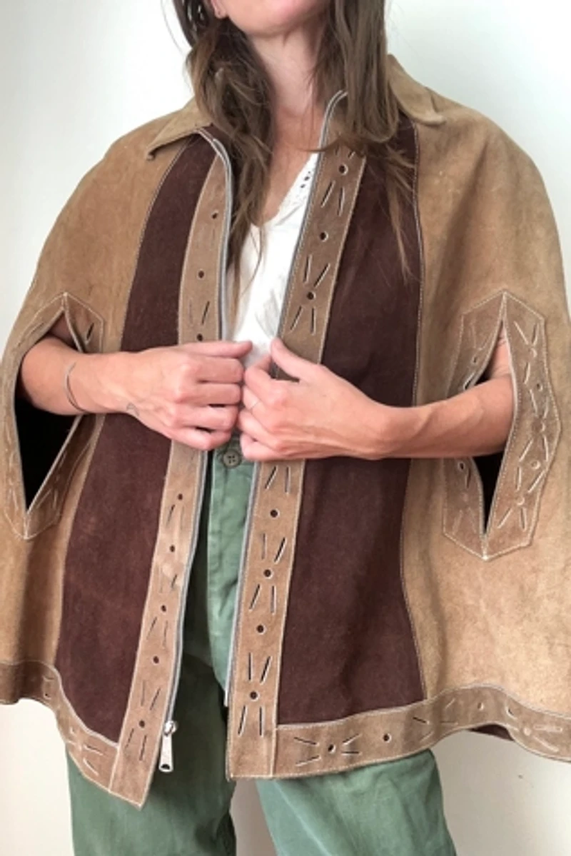 Vintage 1970s Suede Cape Selected by Grievous Angel Vintage