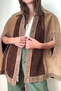 Vintage 1970s Suede Cape Selected by Grievous Angel Vintage