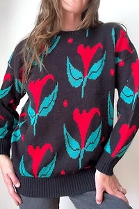 Vintage 1970s Abstract Floral Sweater Selected by Grievous Angel Vintage