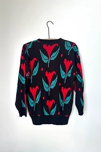 Vintage 1970s Abstract Floral Sweater Selected by Grievous Angel Vintage
