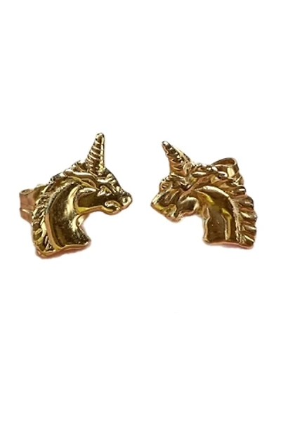 Vintage 14k Gold Unicorn Stud Earrings Selected by Lux Revival