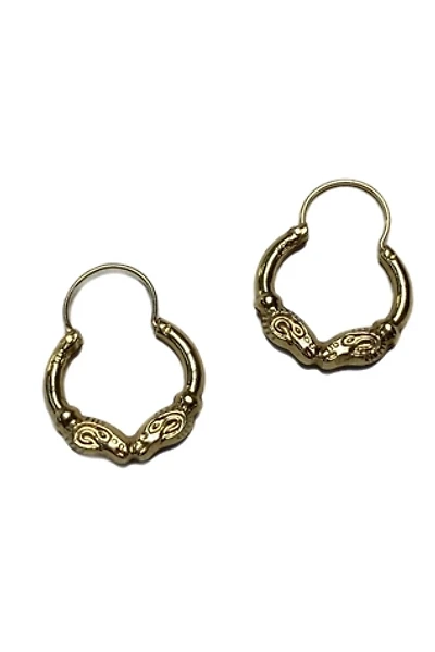 Vintage 14k Gold Double Ram Hoop Earrings Selected by Lux Revival