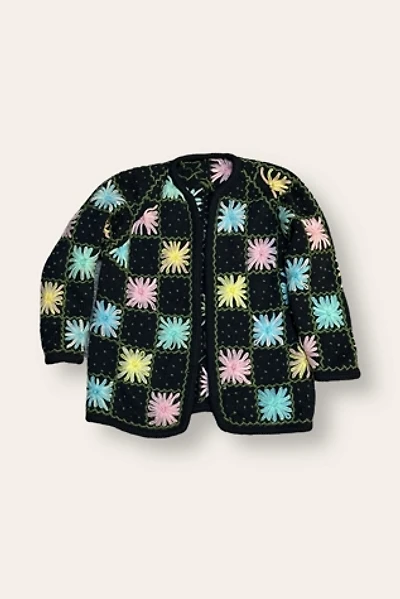 Vintage 1960's Flower Knit Cardigan Sweater Selected By Afterlife Boutique